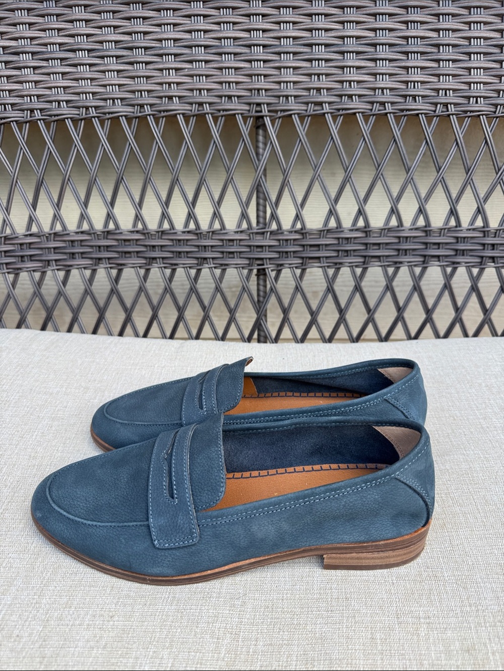 Women's Blue Suede Penny Loafers